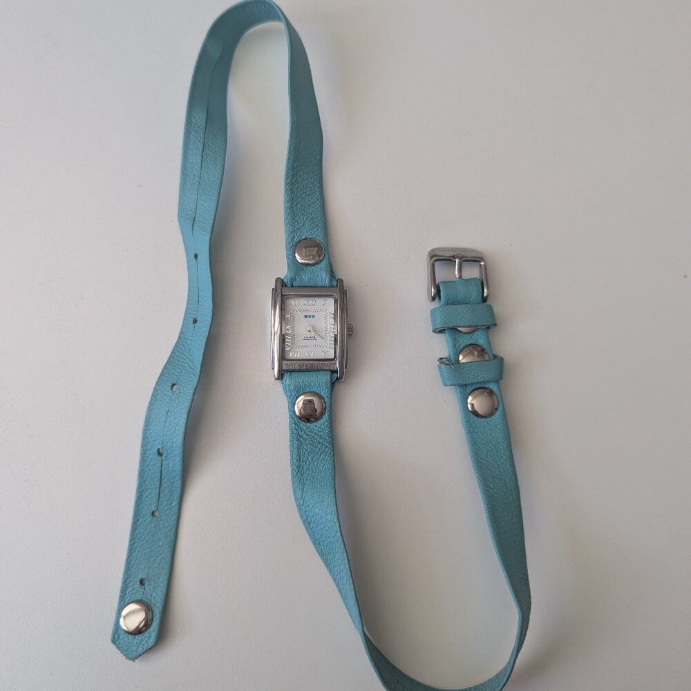La Mer Leather Women's Wrap Watch - Teal and Silver